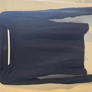 Black scoop neck long sleeve tee, size L.